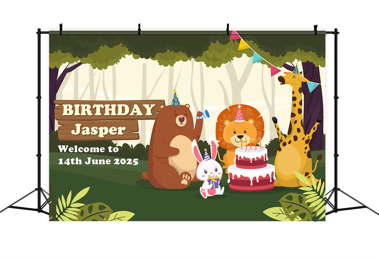 Custom Made Geburtstag Backdrops Dschungel Tiere Feier Backdrop BRP2-133
