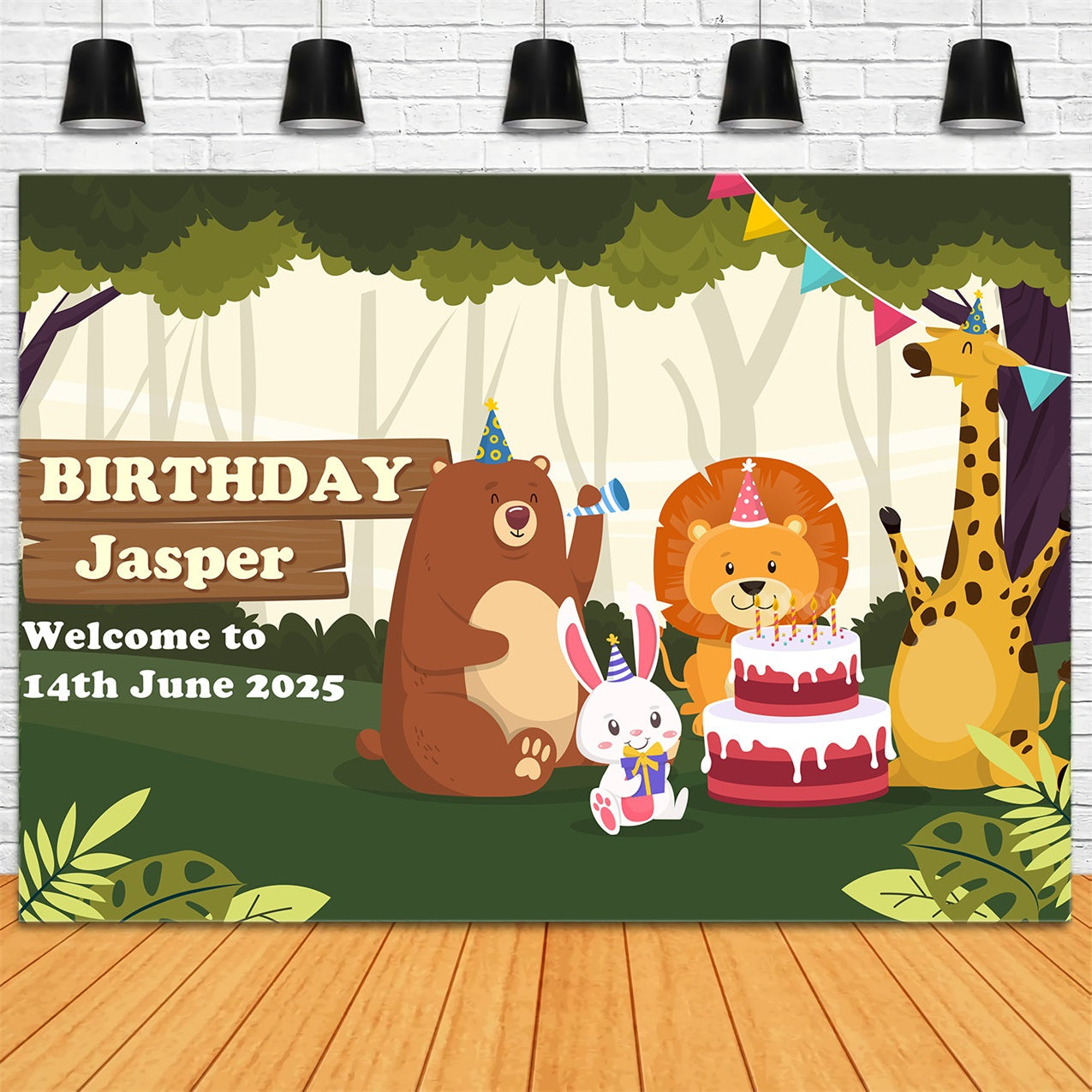 Custom Made Geburtstag Backdrops Dschungel Tiere Feier Backdrop BRP2-133