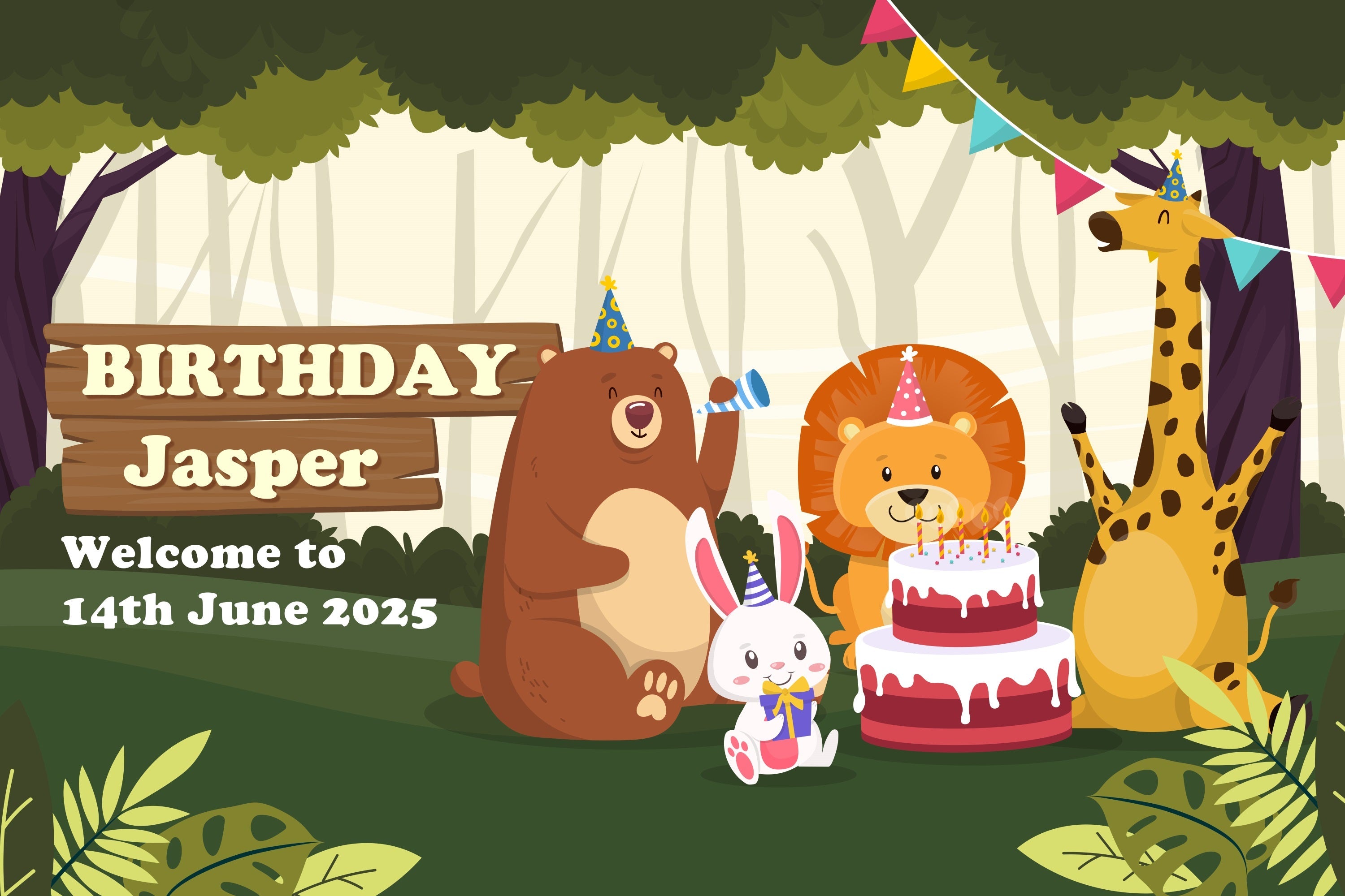 Custom Made Geburtstag Backdrops Dschungel Tiere Feier Backdrop BRP2-133