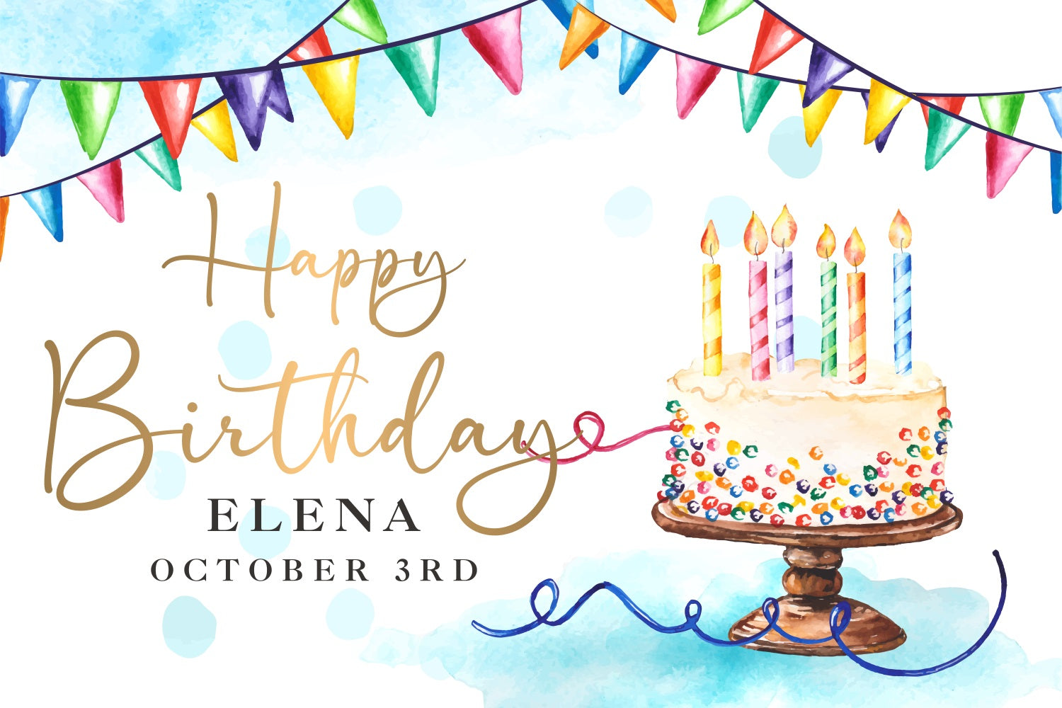 Geburtstag Backdrop Custom bunte Flaggen Kerze Kuchen Backdrop BRP2-141