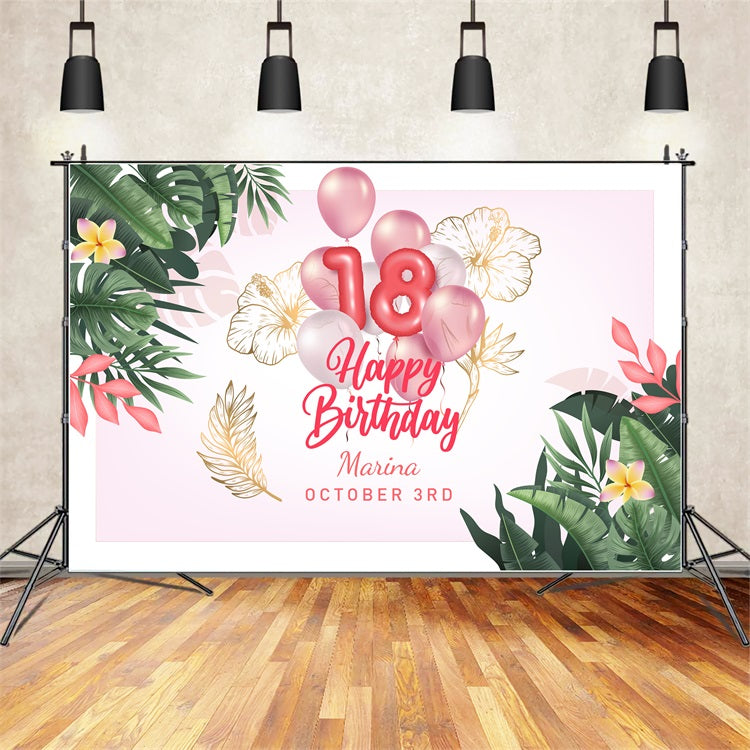 Personalisierte Geburtstag Backdrops 18. Ballon Tropische Party Backdrop BRP2-143