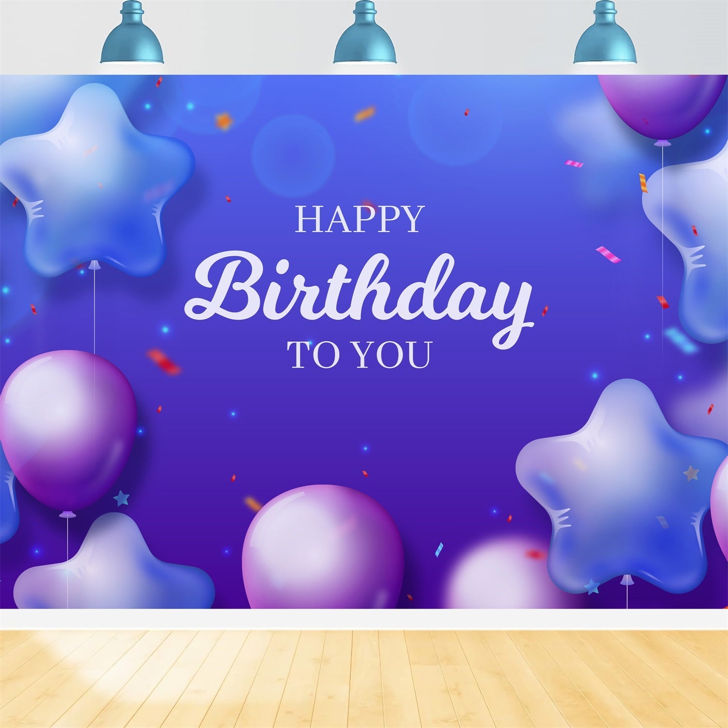 Personalisierte Geburtstag Backdrop Lila Stern Ballon Backdrop BRP2-145