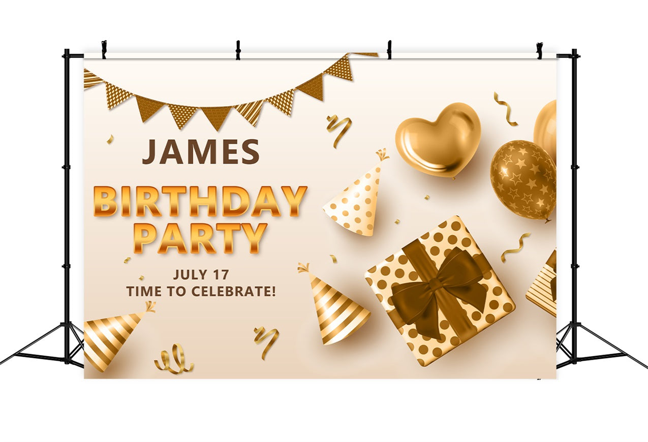 Personalisierte Backdrop für Geburtstagsparty Gold Ballon Konfetti Hintergrund BRP2-146