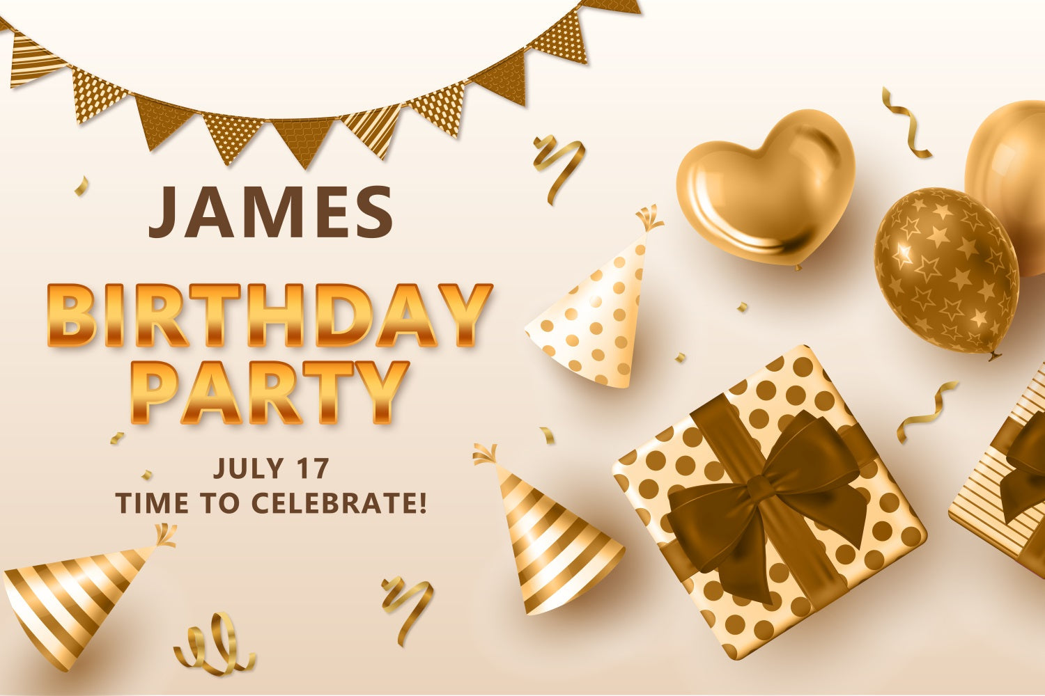 Personalisierte Backdrop für Geburtstagsparty Gold Ballon Konfetti Hintergrund BRP2-146