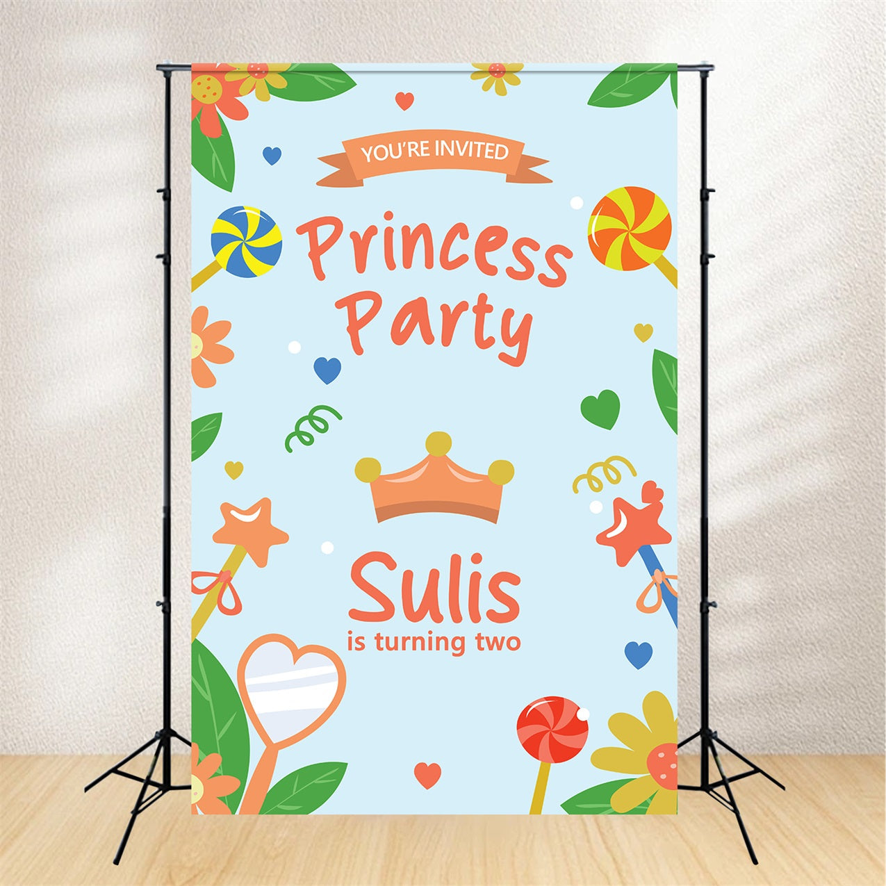 Personalisierte Geburtstagskulisse Prinzessin Thema 2nd Celebration Backdrop BRP2-152