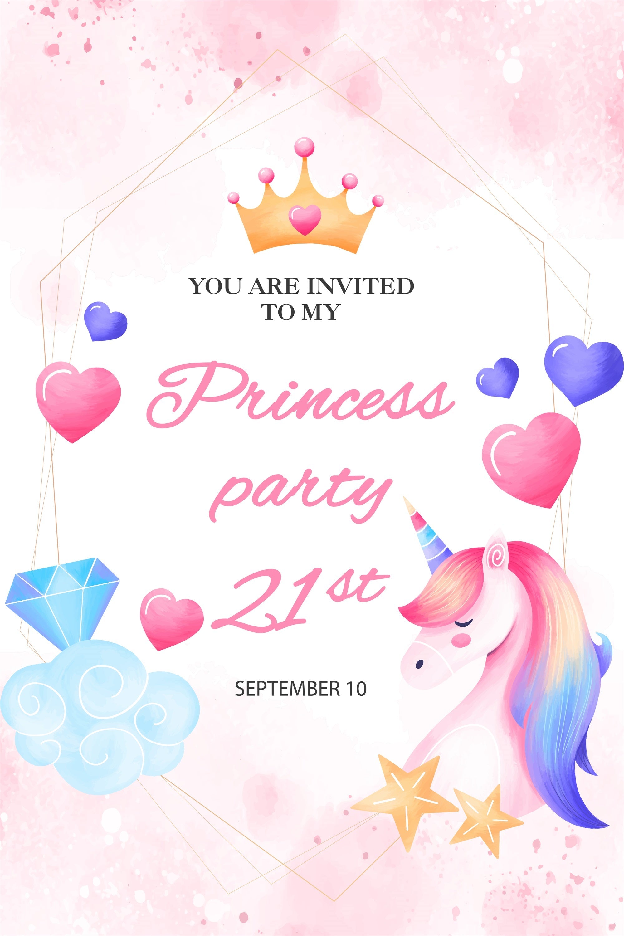 Personalisierte 21. Geburtstag Backdrop 21. Einhorn Prinzessin Backdrop BRP2-167