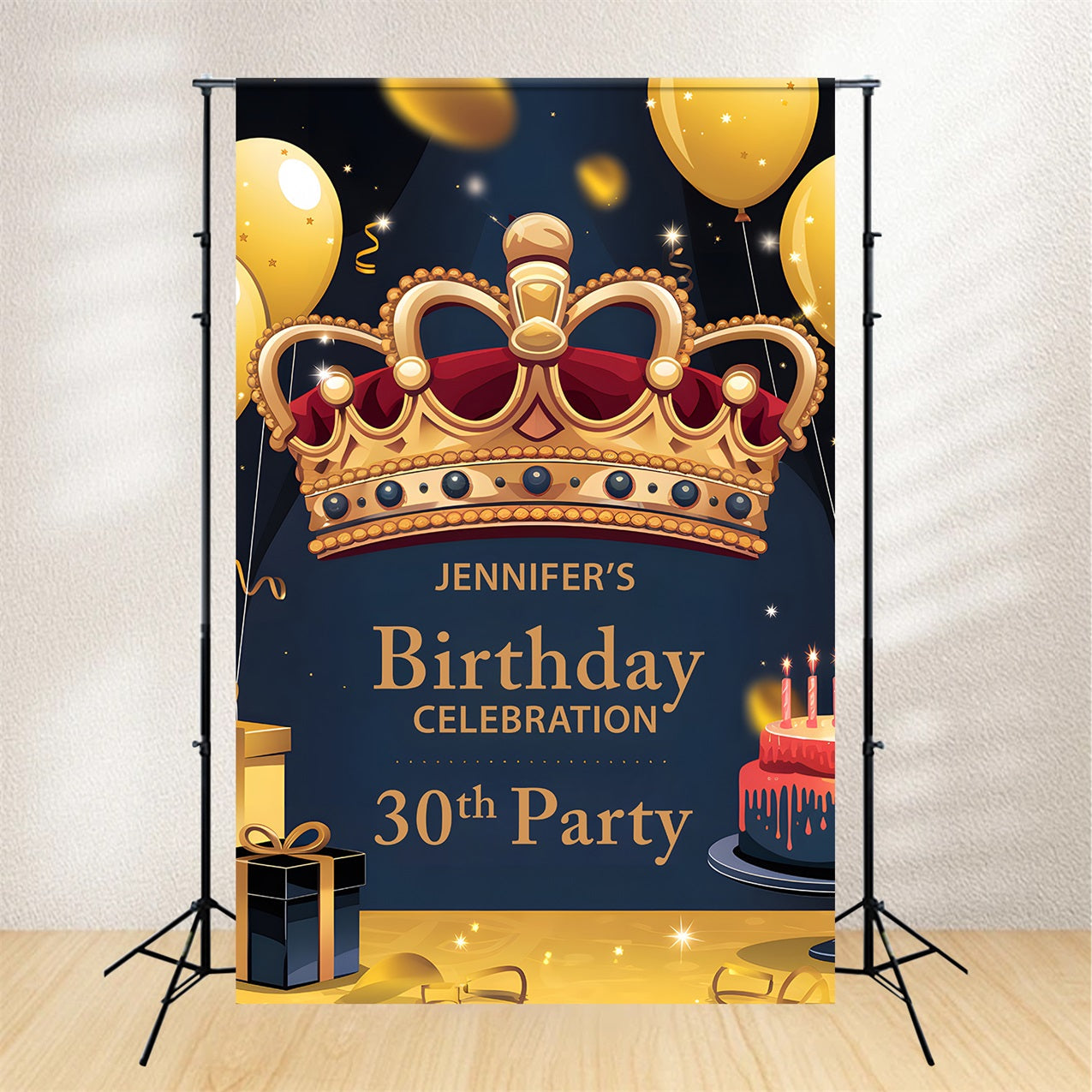 Custom Backdrop für Geburtstagsparty Krone 30. Ballon Backdrop BRP2-171