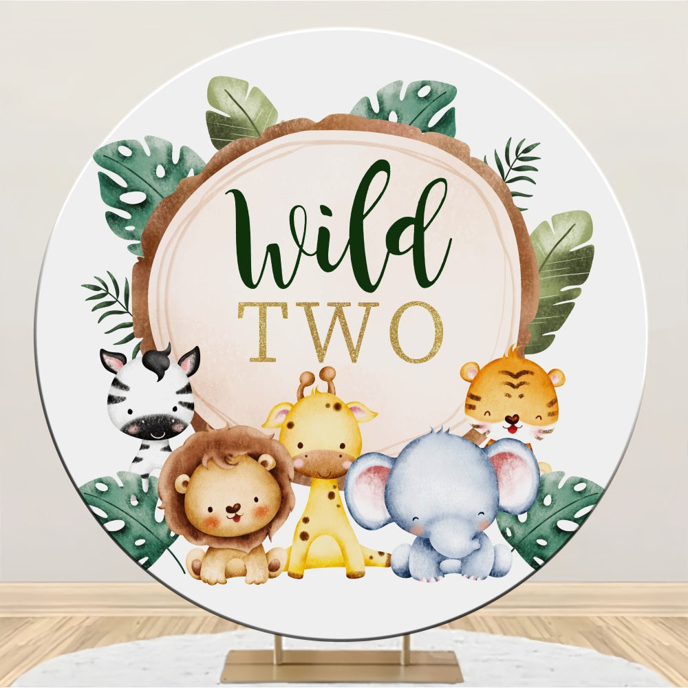 Personalisierte Backdrops Geburtstag Adorable Jungle Friends 2. Runde Backdrop BRP2-187