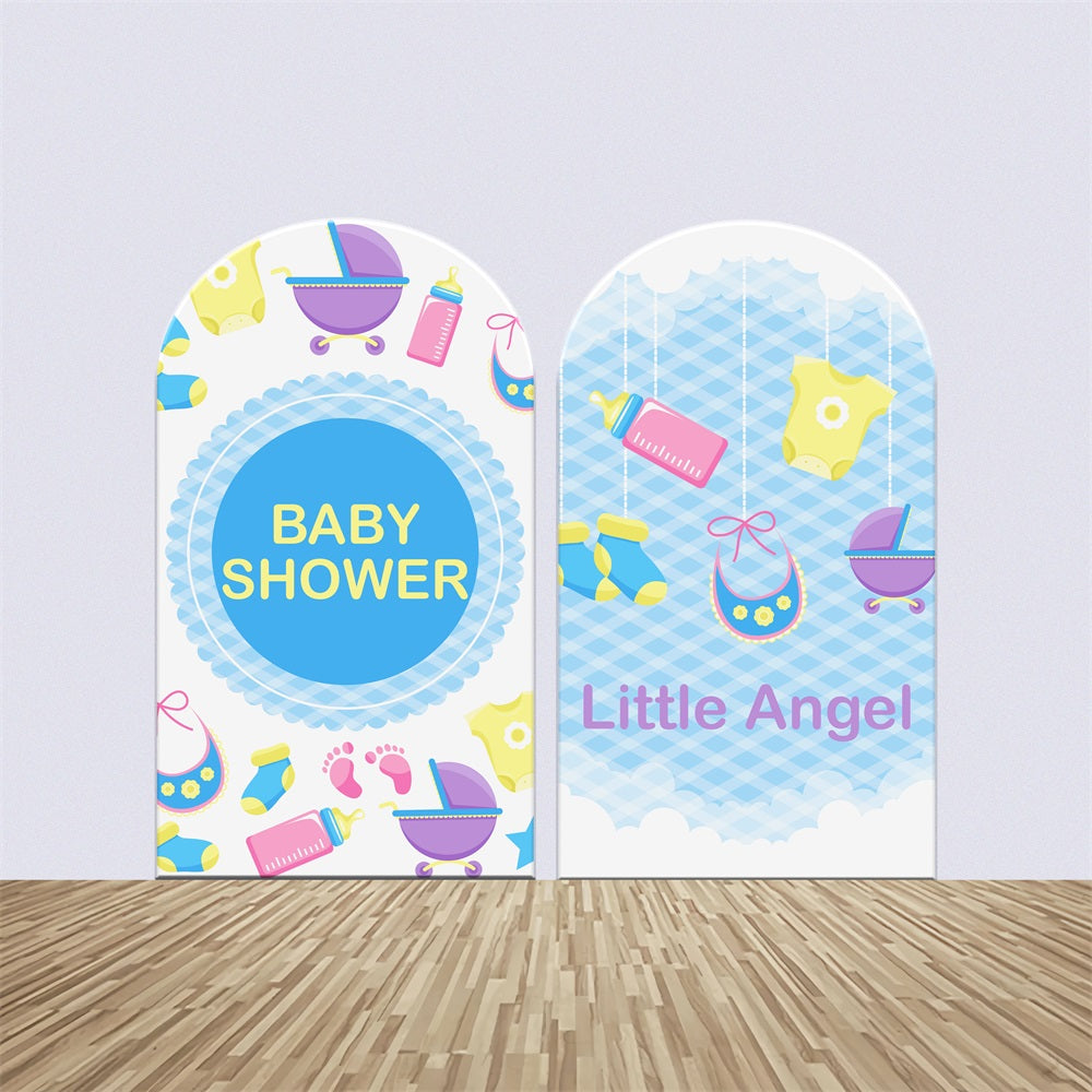 Individueller Hintergrund für Baby Shower Soft Blue Baby Party Backdrop Kit BRP2-193