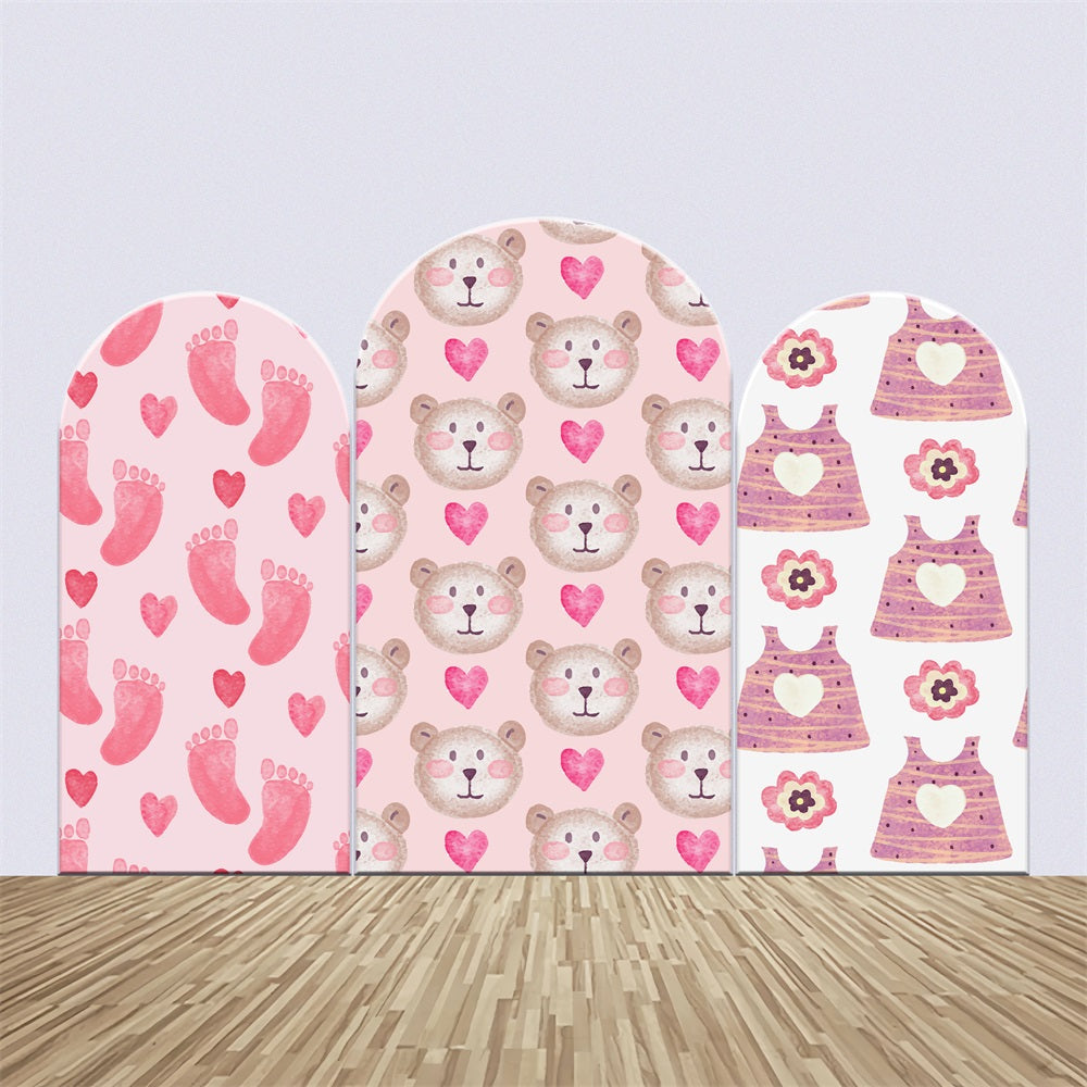 Individueller Hintergrund für Baby Shower Sweet Pink Teddy Arch Backdrop Kit BRP2-198