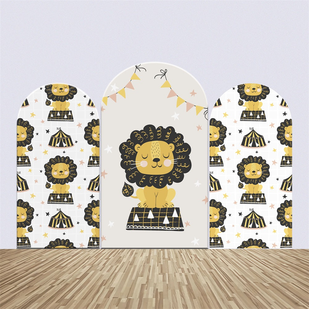 Personalisierte Baby Shower Backdrops Niedlicher Löwe Spaß Bogen Backdrop Kit BRP2-205