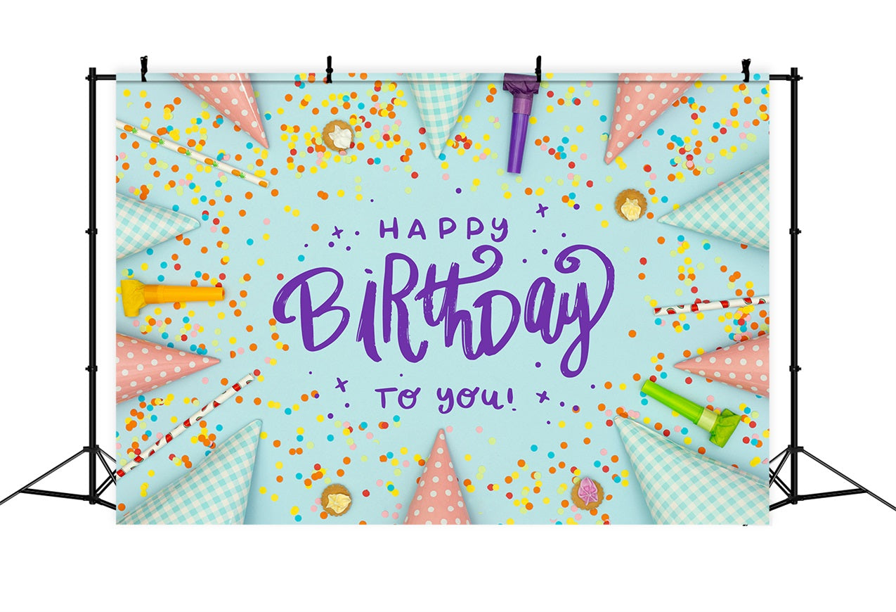 Customized Backdrop für Geburtstagsparty Konfetti Hüte Backdrop BRP2-215