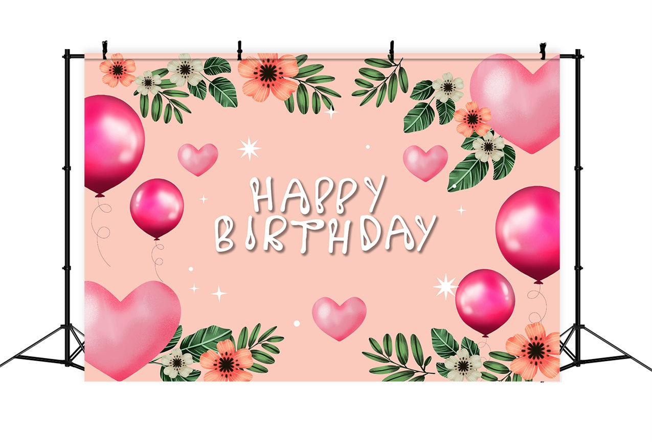 Customized Geburtstag Backdrop Blush Floral Ballon Backdrop BRP2-217