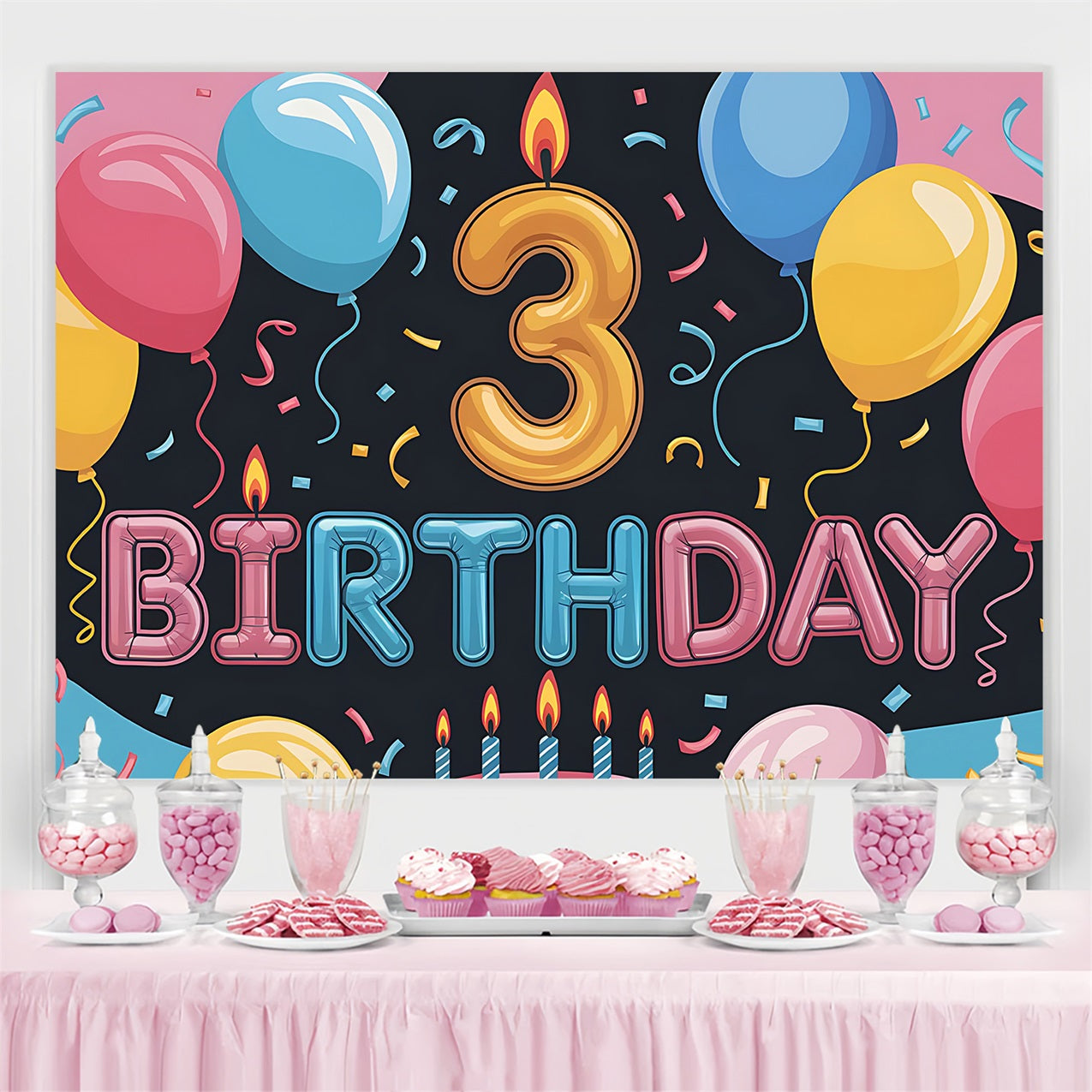 Personalisierte Geburtstag Foto-Hintergrund fröhlich 3. Ballon-Hintergrund BRP2-220