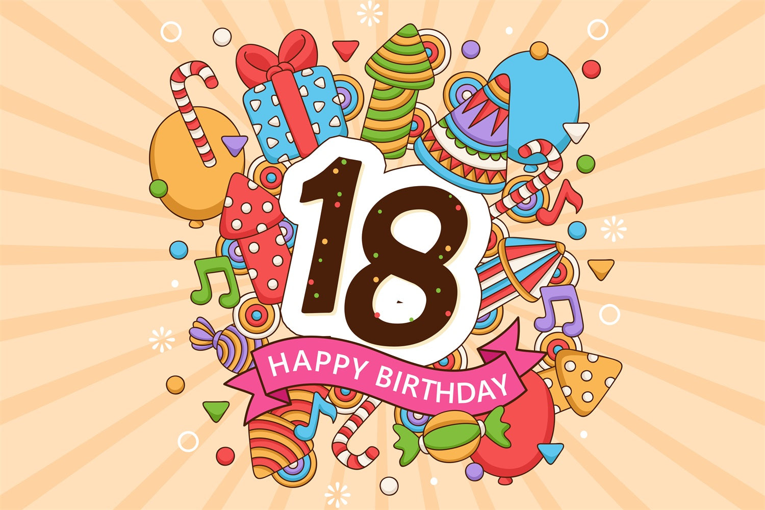 Personalisierte Backdrop für Geburtstag Cartoon 18. Backdrop BRP2-222