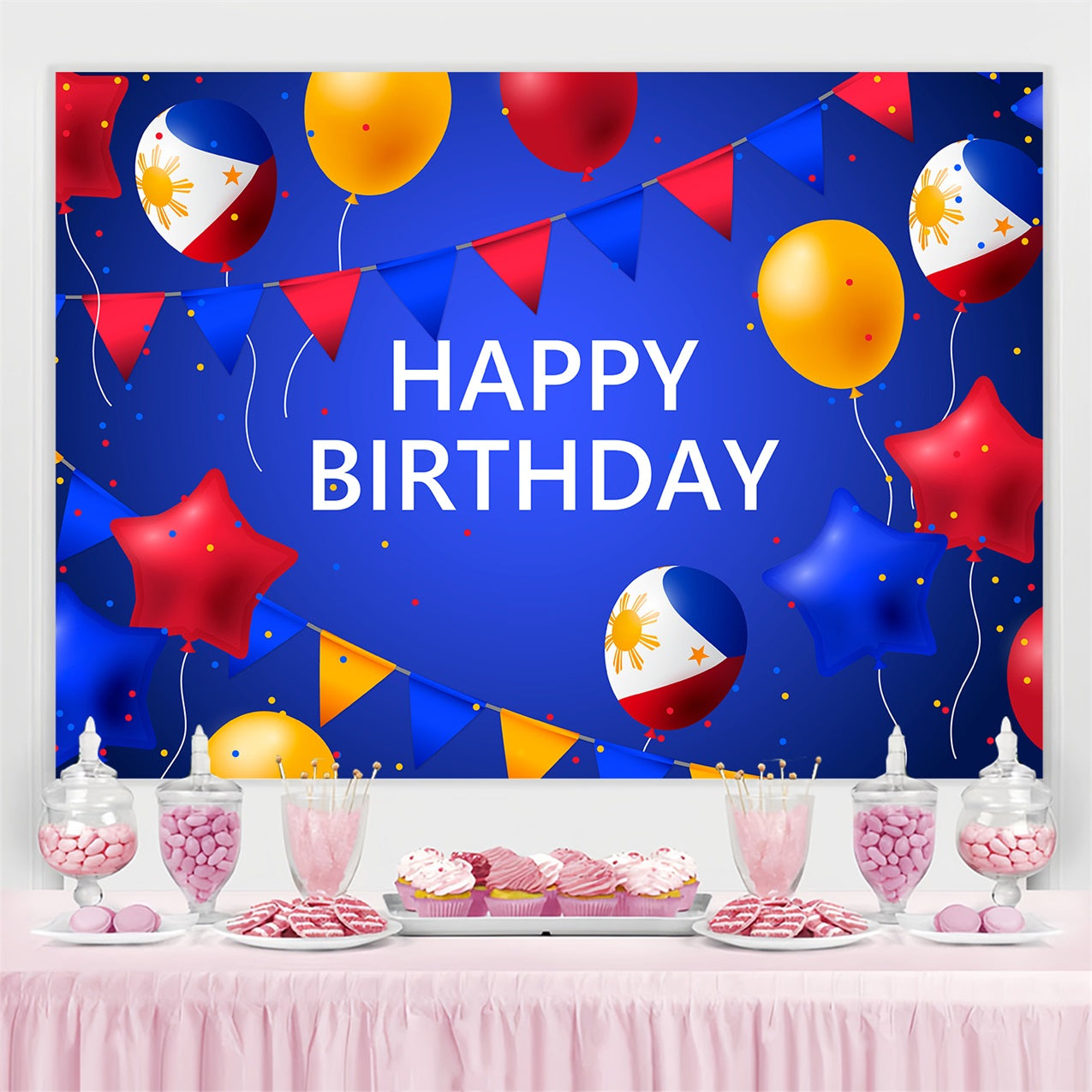 Customize Birthday Backdrop Philippine Party Flaggen Sterne Backdrop BRP2-224
