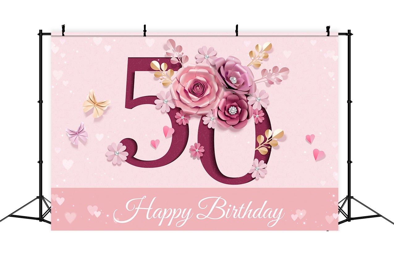 Personalisierte 50. Geburtstag Backdrop Floral Celebration Backdrop BRP2-233