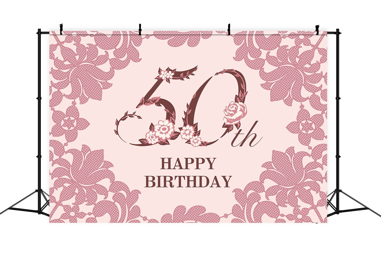 Personalisierte 50. Geburtstag Backdrops Floral Lace Backdrop BRP2-234