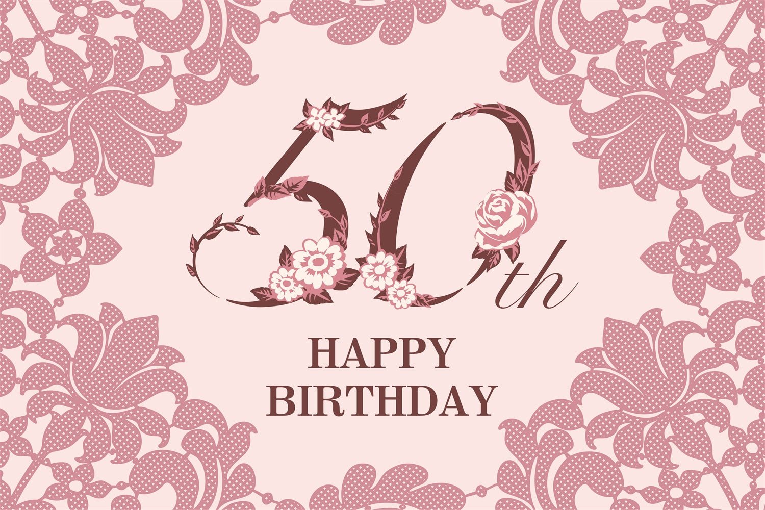 Personalisierte 50. Geburtstag Backdrops Floral Lace Backdrop BRP2-234