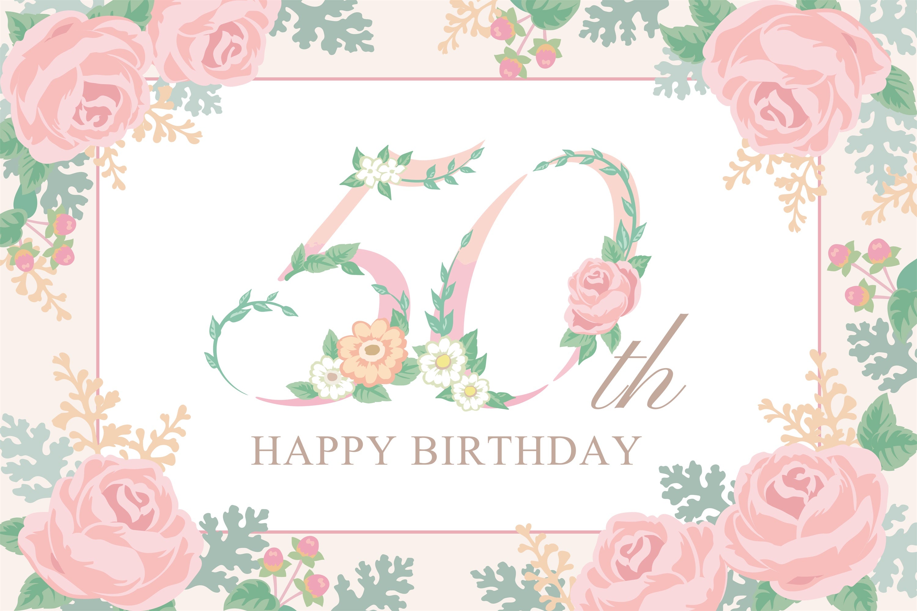 Personalisierte Backdrops für Geburtstag Romantische Floral 50th Backdrop BRP2-235