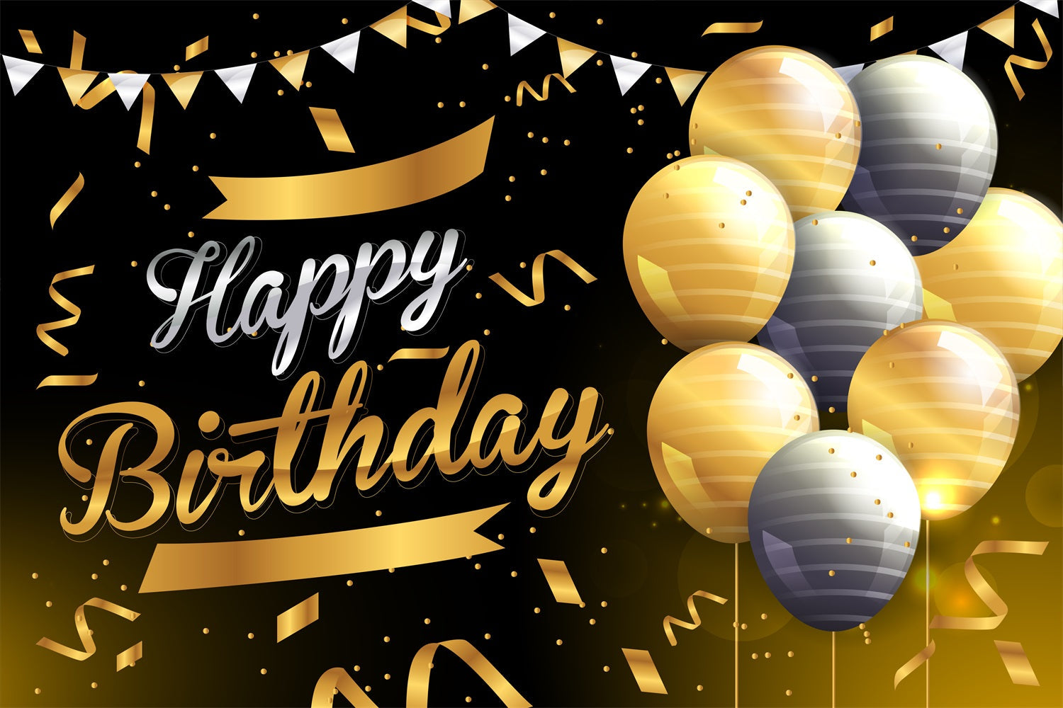 Geburtstag Backdrop Custom Schwarz Gold Ballon Backdrop BRP2-244