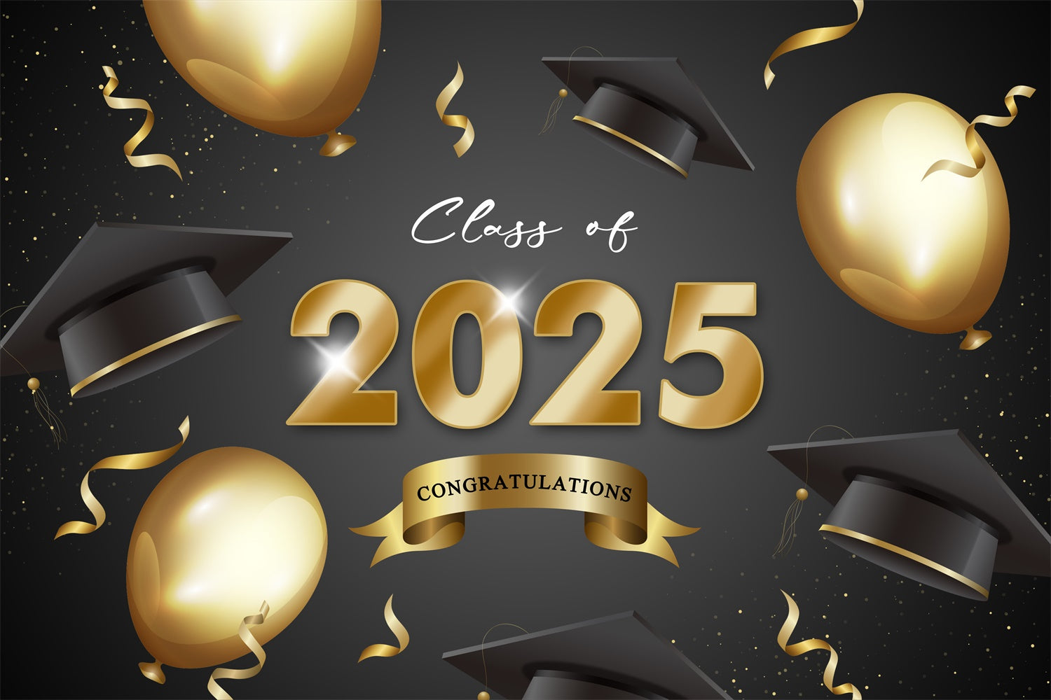 2025 Graduation Backdrop Glänzend Gold Ballon Graduation Party Backdrop BRP2-248