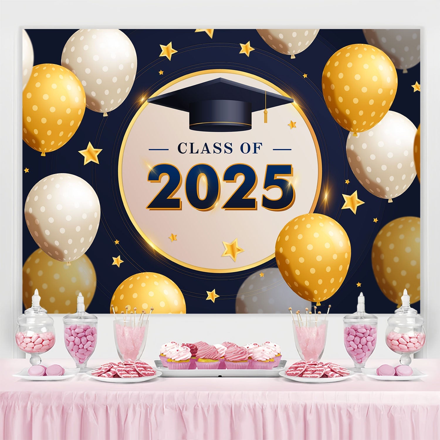Graduation Backdrop Ideen Polka Dot Luftballons Graduation Party Backdrop BRP2-249