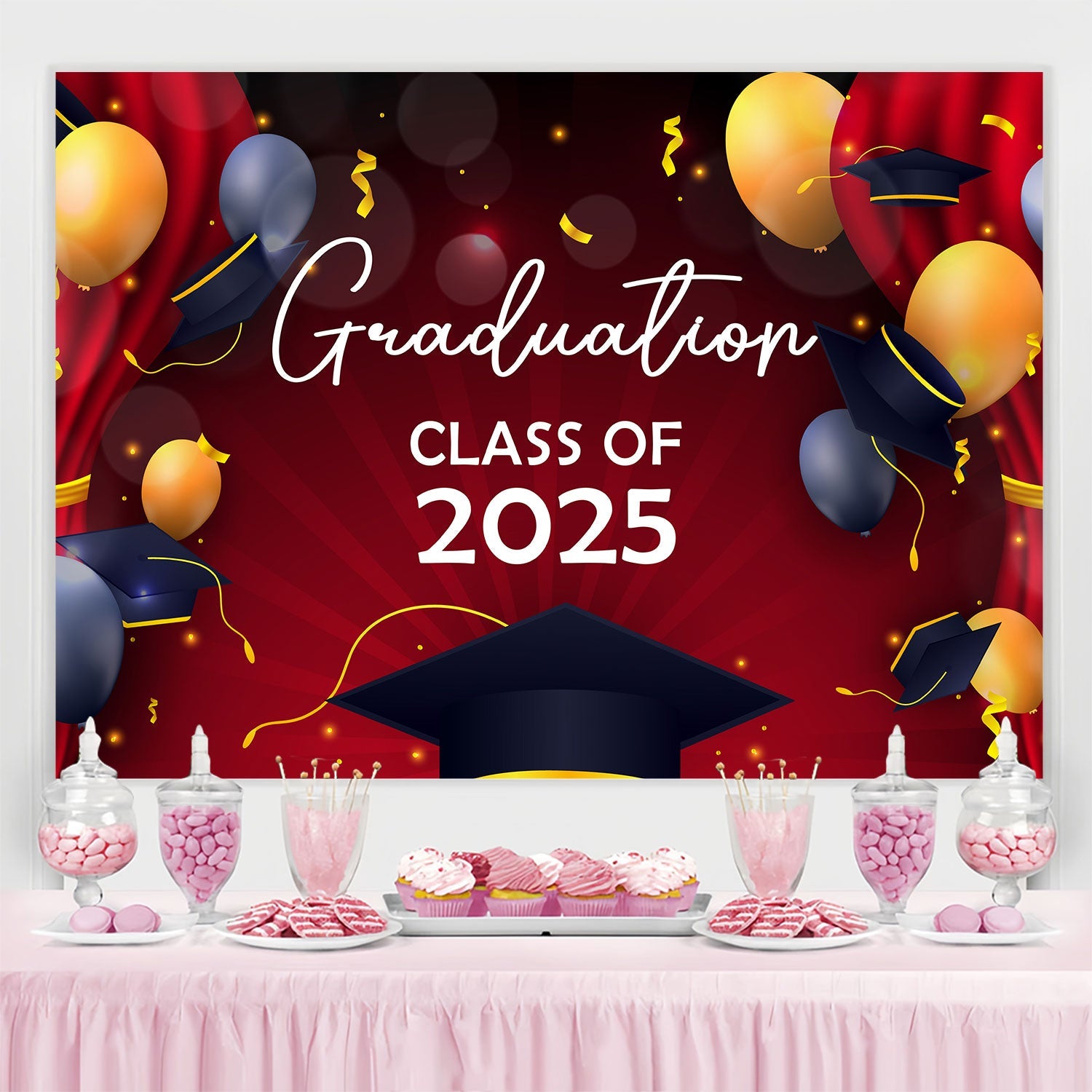 Graduation Backdrops Goldener Ballon Elegant Graduation Party Backdrop BRP2-252