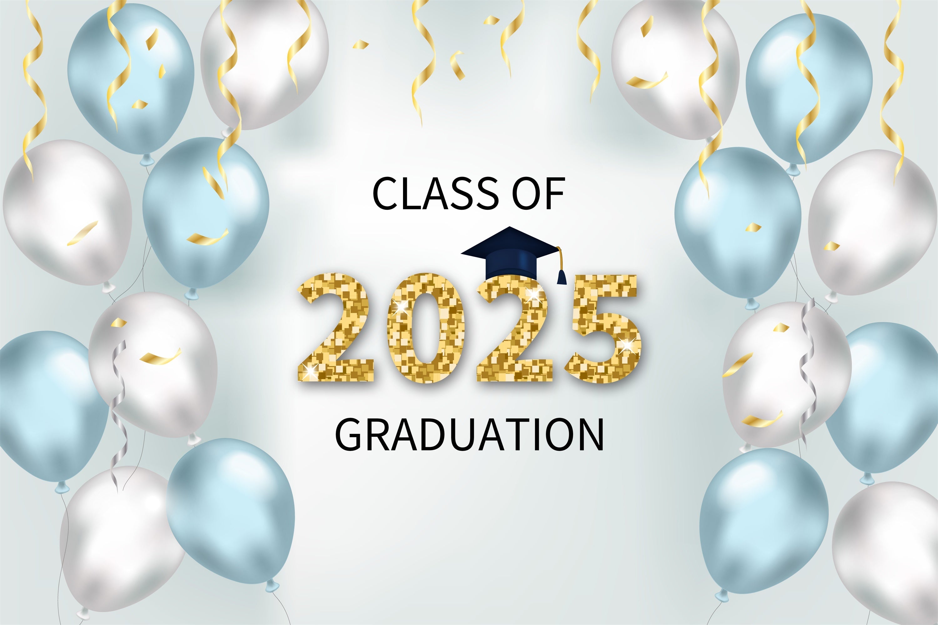 Graduation Backdrop Fotoshoot Elegant Blau Silber Graduation Party Backdrop BRP2-253
