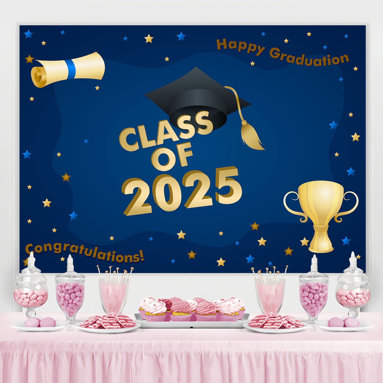 Graduation Fotohintergrund Ideen Mitternachtsblau Graduation Party Hintergrund BRP2-256