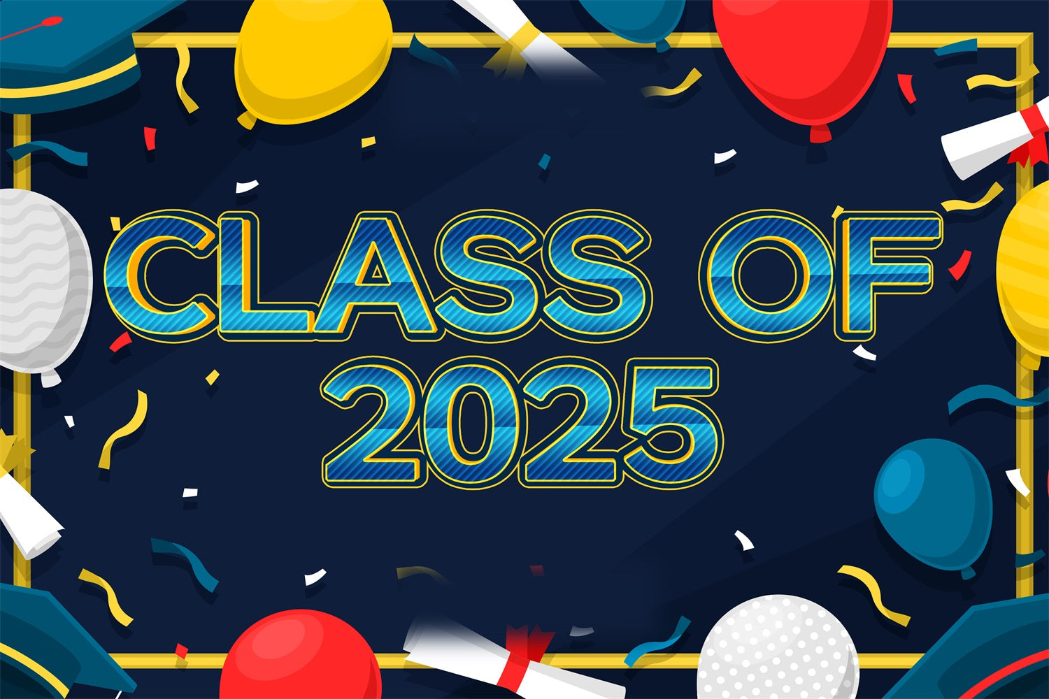 Graduation Backdrop Bunte Luftballons Konfetti Graduation Party Backdrop BRP2-261