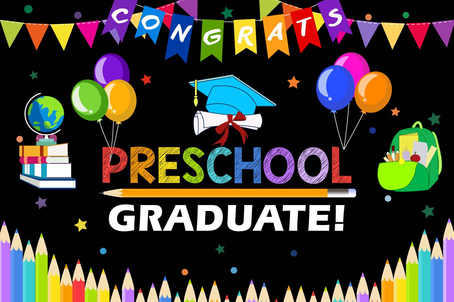 2025 Graduation Backdrop Fröhlich Vorschule Graduation Party Backdrop BRP2-262