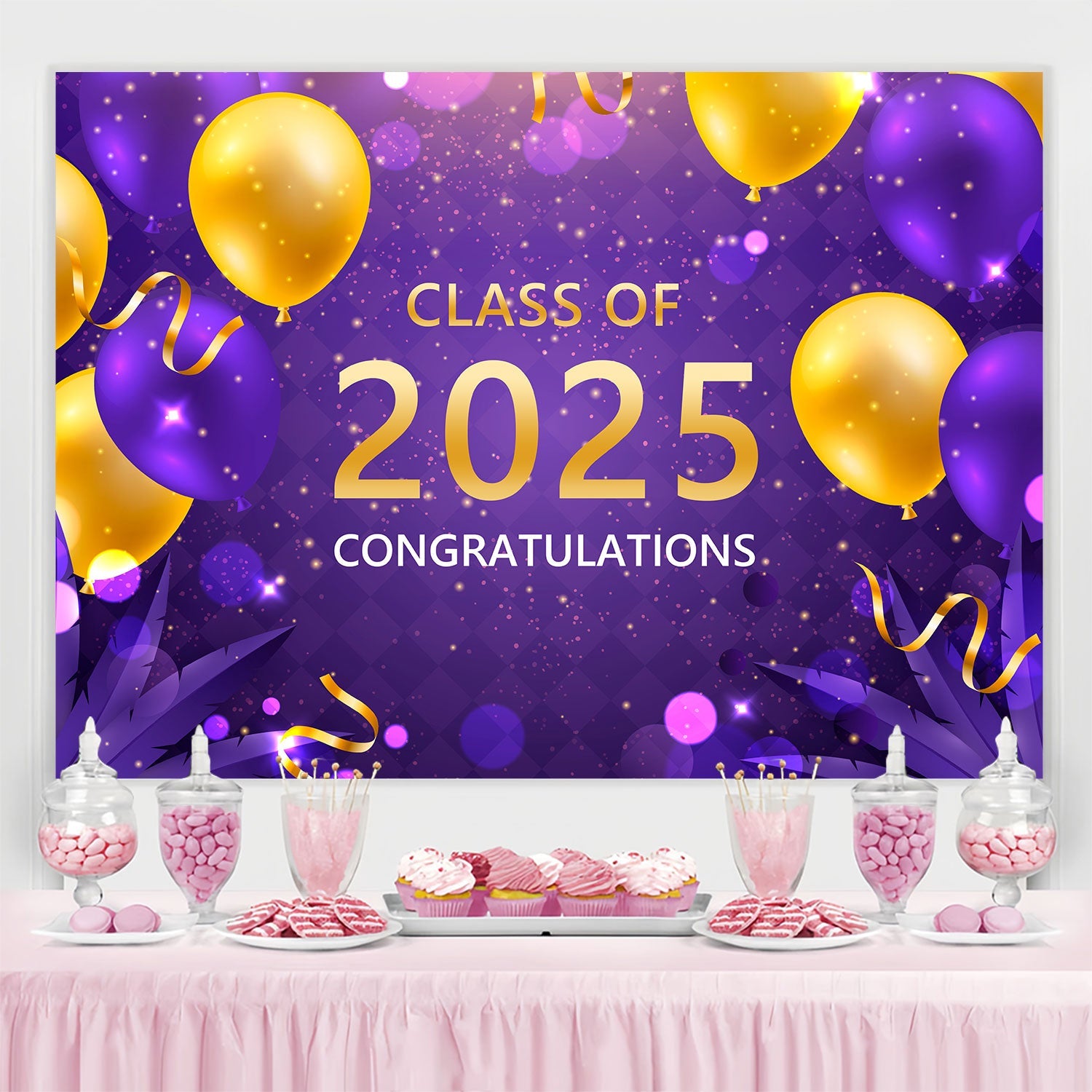 Graduated Backdrop Lebendig Lila Ballon Graduation Party Backdrop BRP2-269