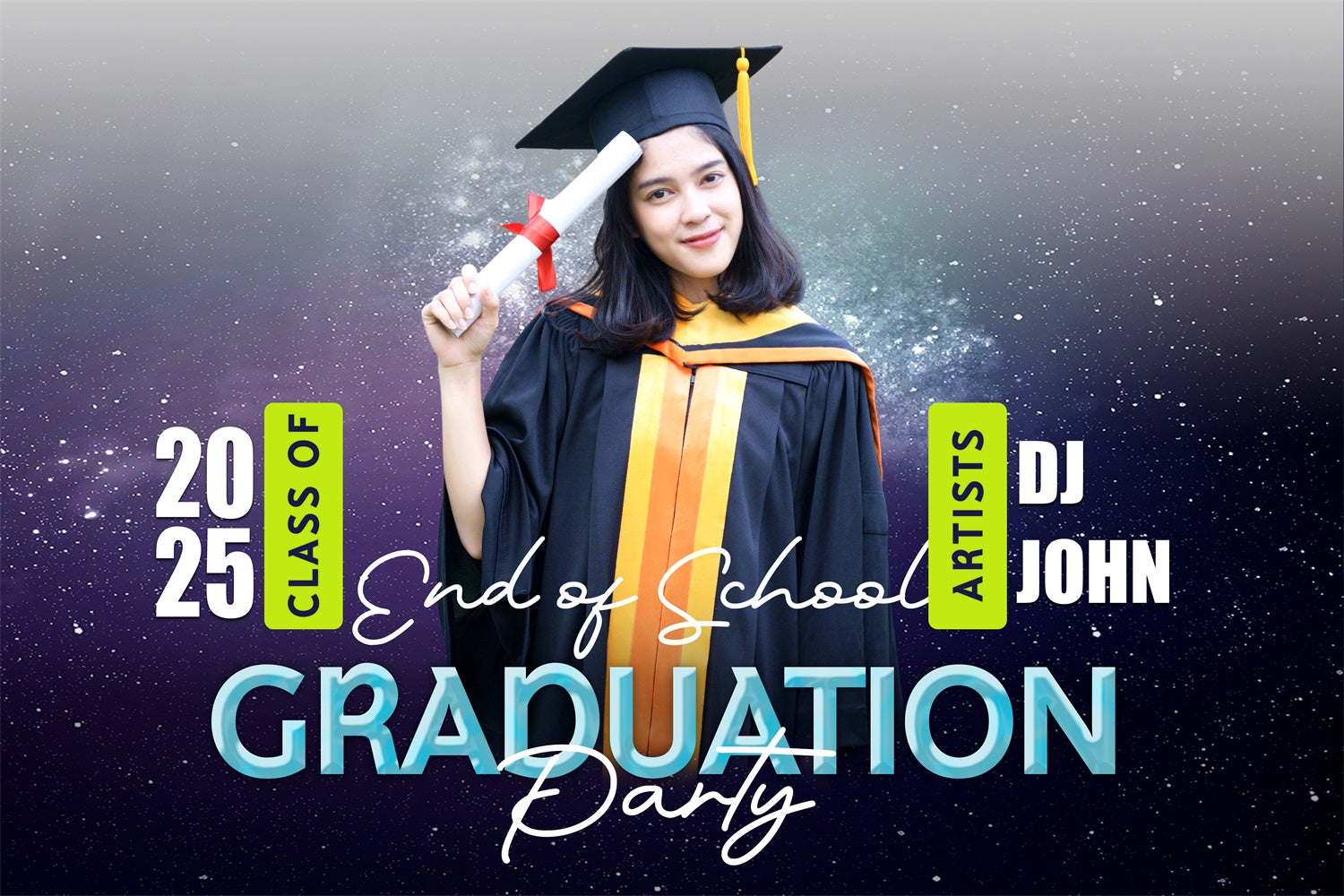 Personalisierte Graduation Backdrops Galaktische Thematische Graduation Party Backdrop BRP2-279