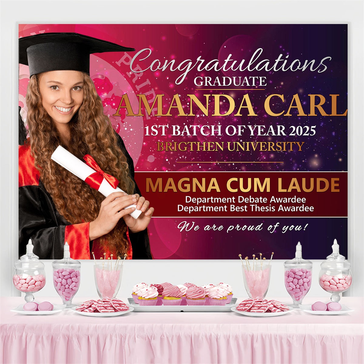 Personalisierte Graduation Backdrop Brilliant Scholar Graduation Party Backdrop BRP2-281