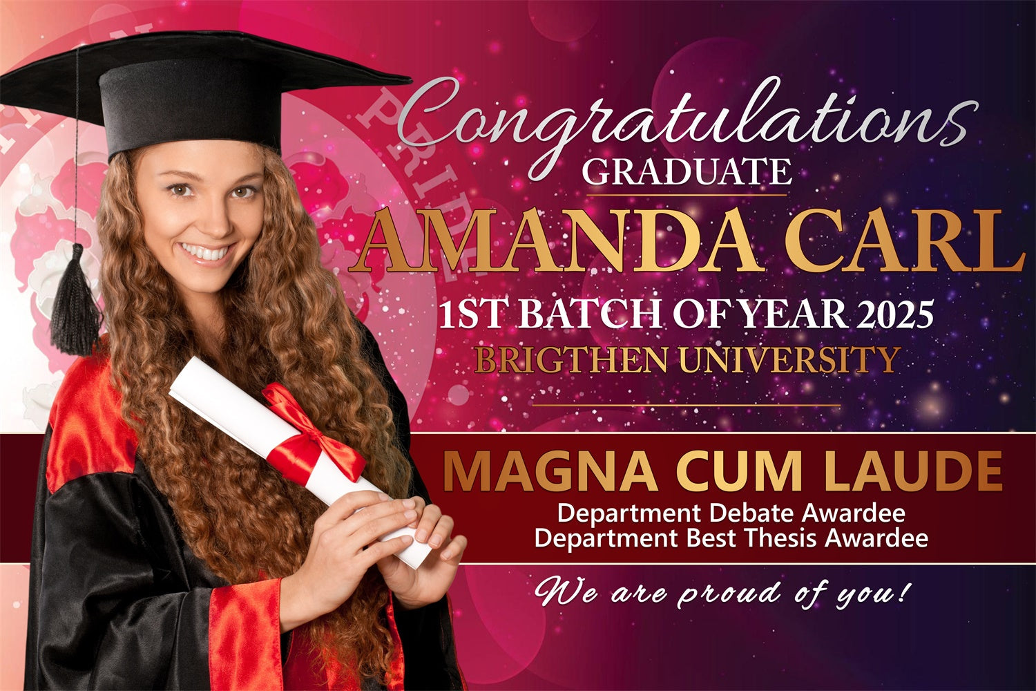 Personalisierte Graduation Backdrop Brilliant Scholar Graduation Party Backdrop BRP2-281