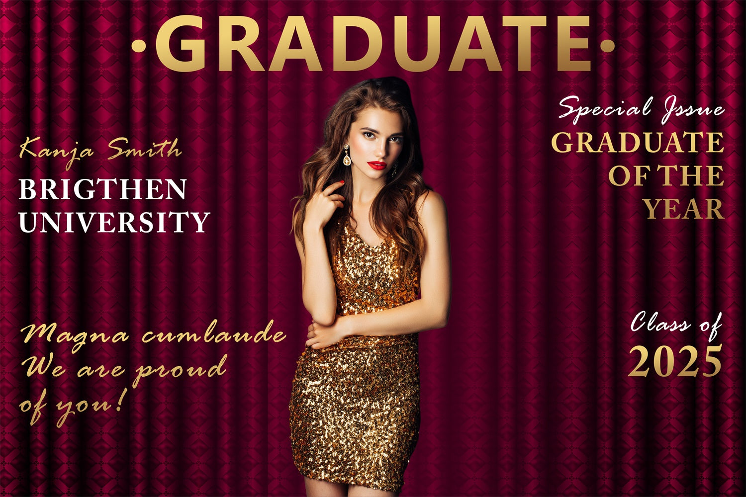 Personalisierte Graduation Backdrops Vintage Rot Graduation Party Backdrop BRP2-284