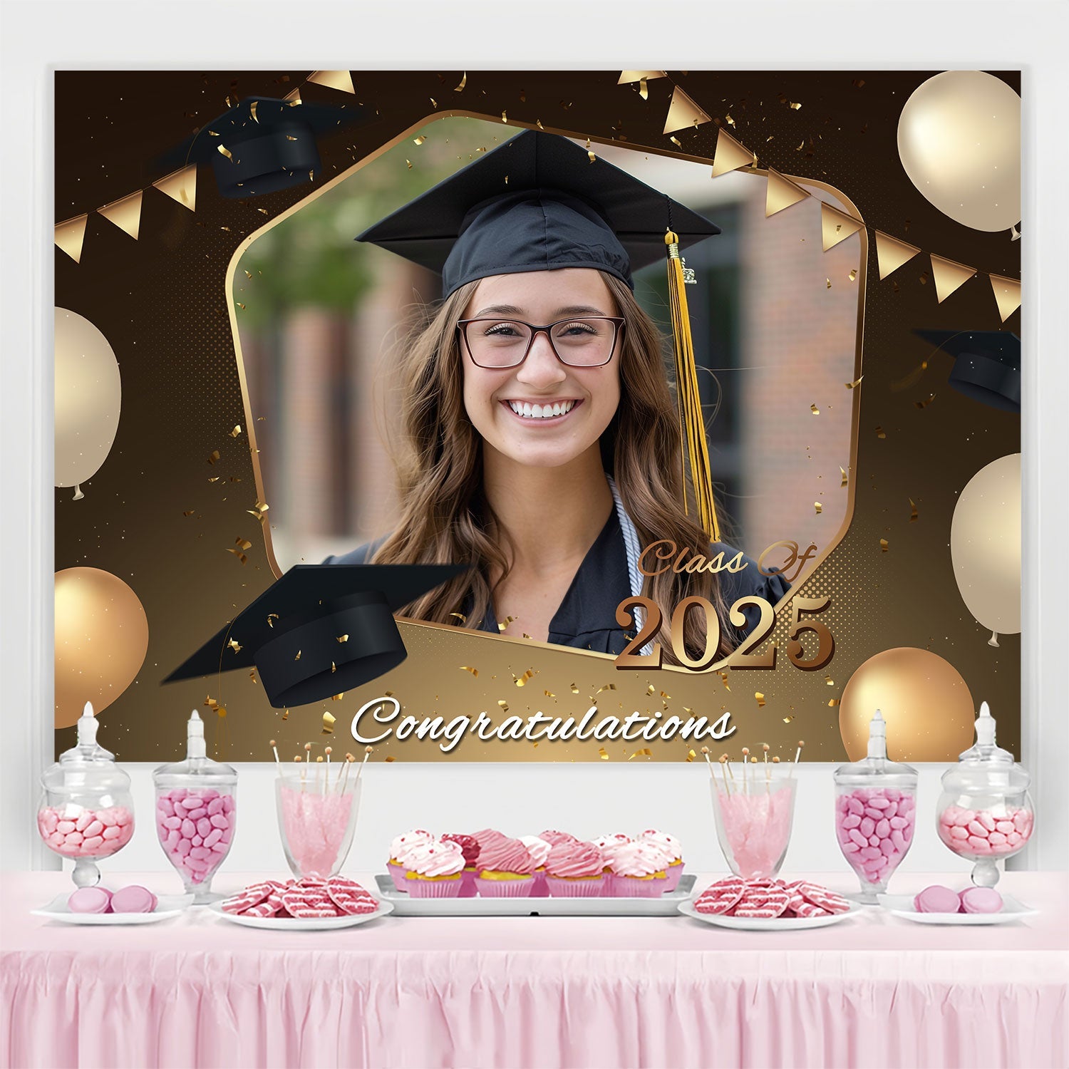 Custom Graduation Backdrop Celebratory Ballon Graduation Party Backdrop BRP2-285