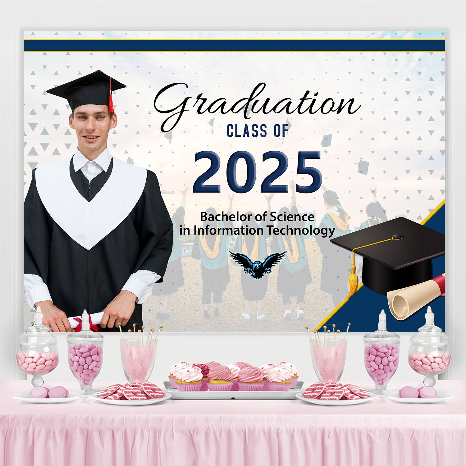 Custom Graduation Backdrop Informationstechnologie Graduation Party Backdrop BRP2-288