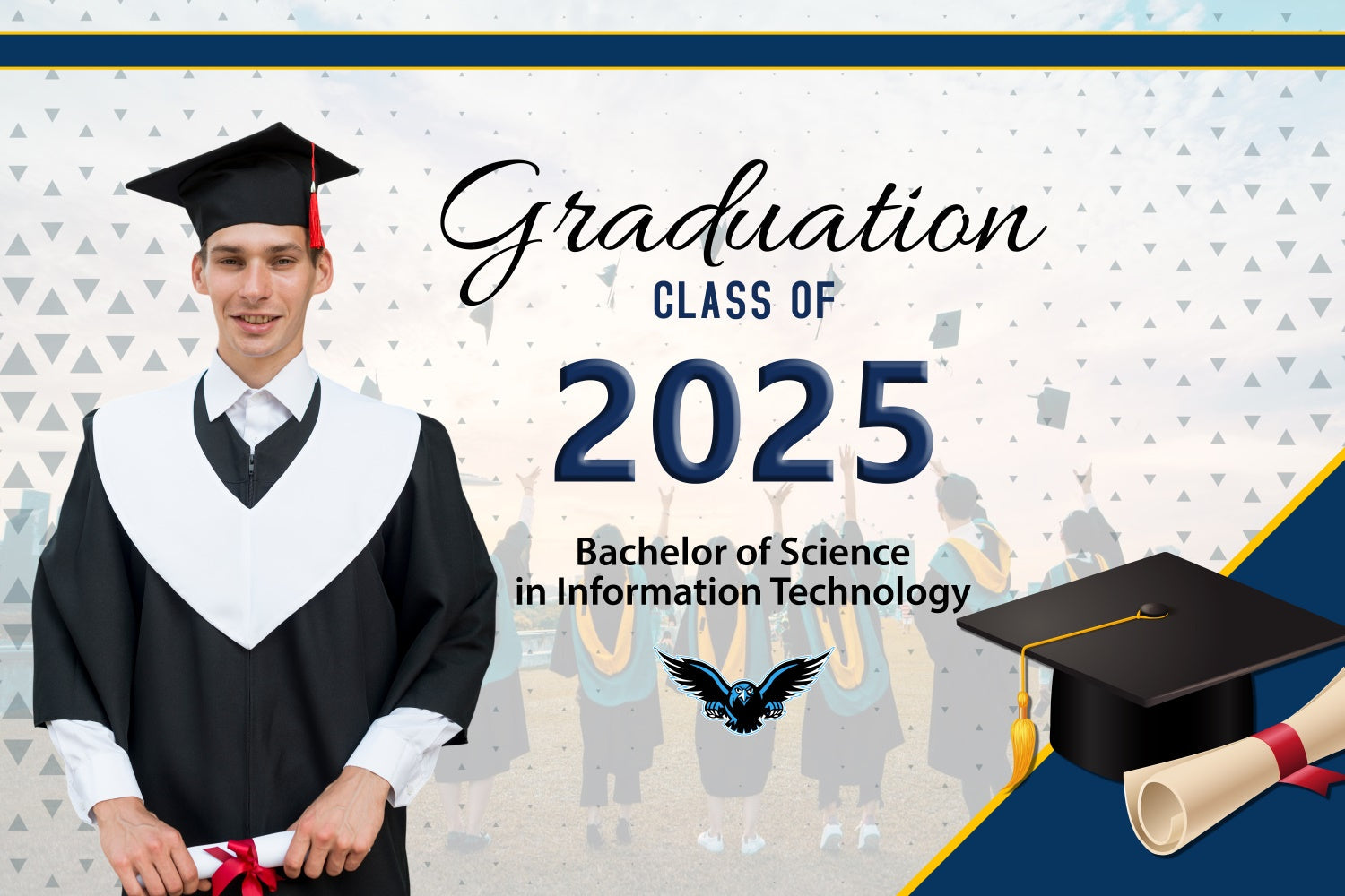 Custom Graduation Backdrop Informationstechnologie Graduation Party Backdrop BRP2-288