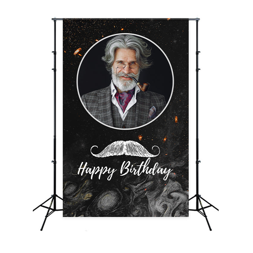 Personalisierte Geburtstag Backdrops Gentleman Schnurrbart Schwarz Backdrop BRP2-36