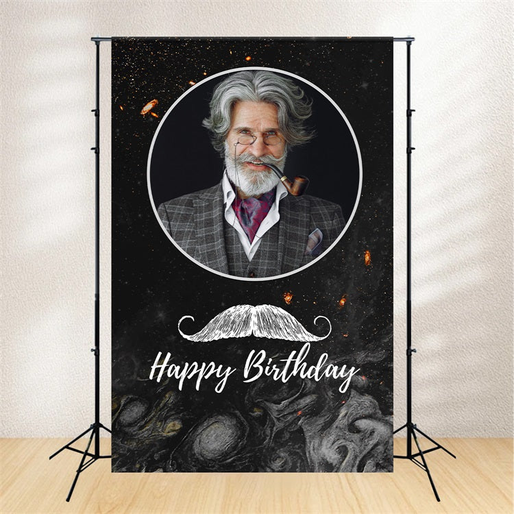 Personalisierte Geburtstag Backdrops Gentleman Schnurrbart Schwarz Backdrop BRP2-36