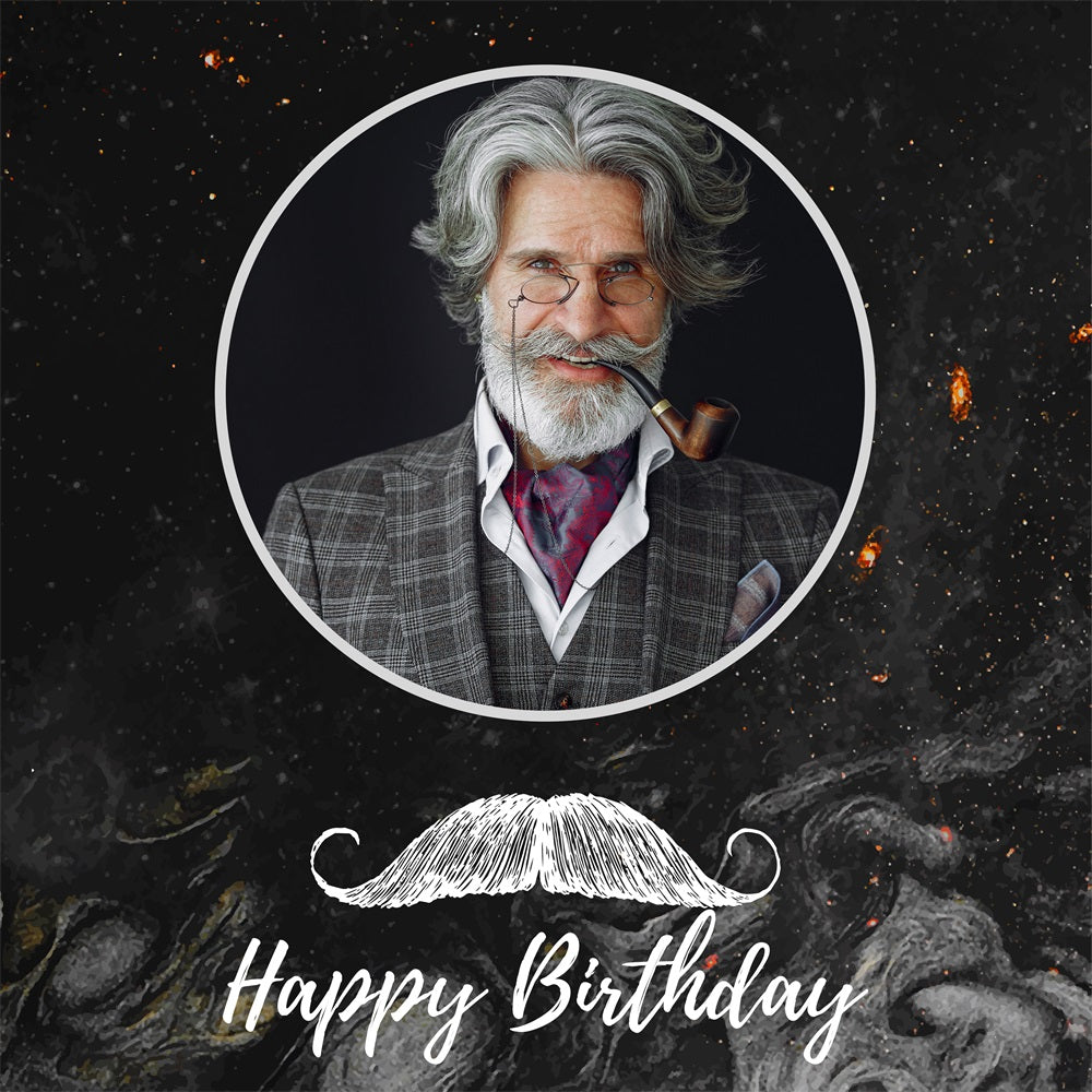 Personalisierte Geburtstag Backdrops Gentleman Schnurrbart Schwarz Backdrop BRP2-36