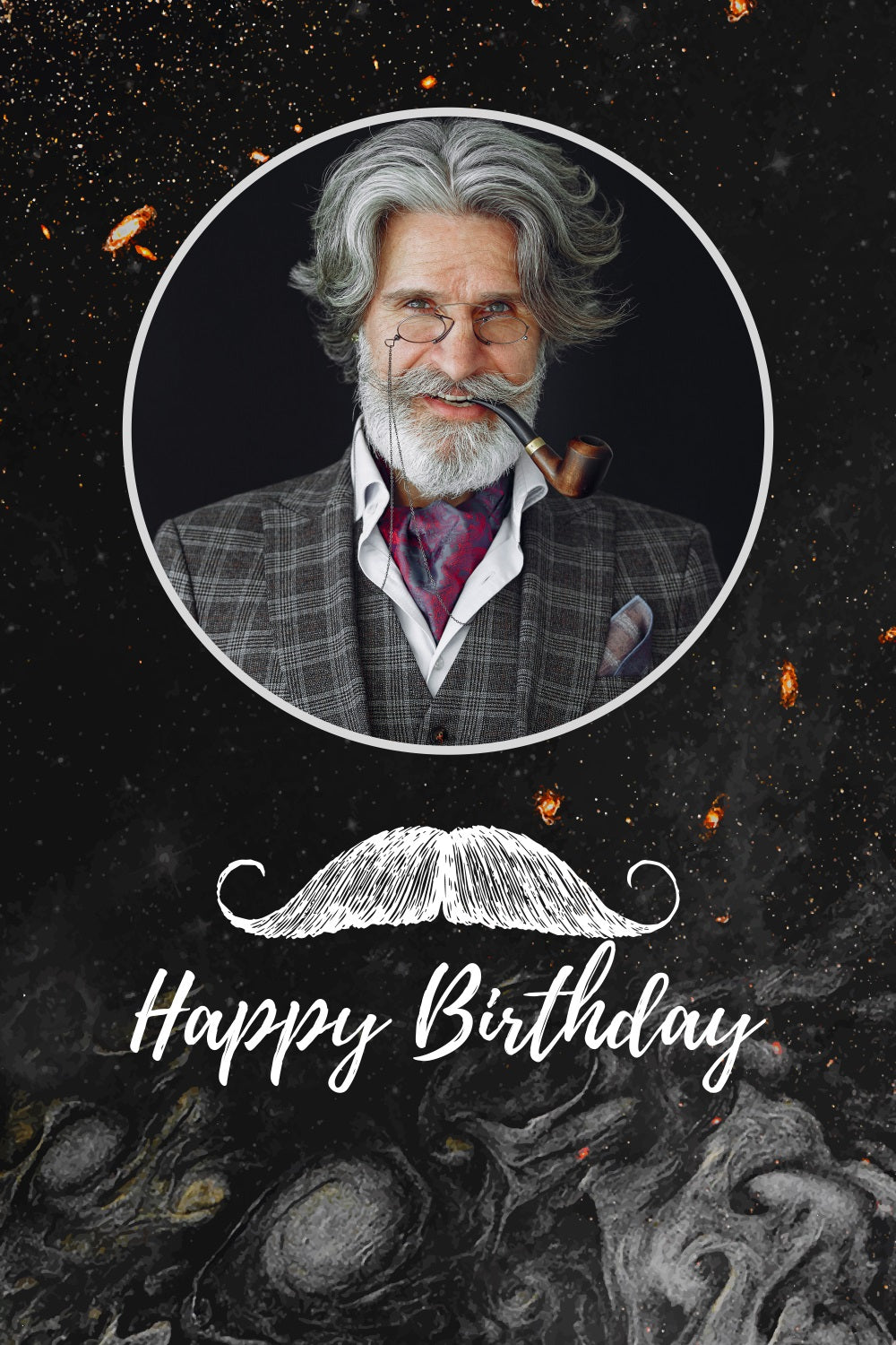 Personalisierte Geburtstag Backdrops Gentleman Schnurrbart Schwarz Backdrop BRP2-36