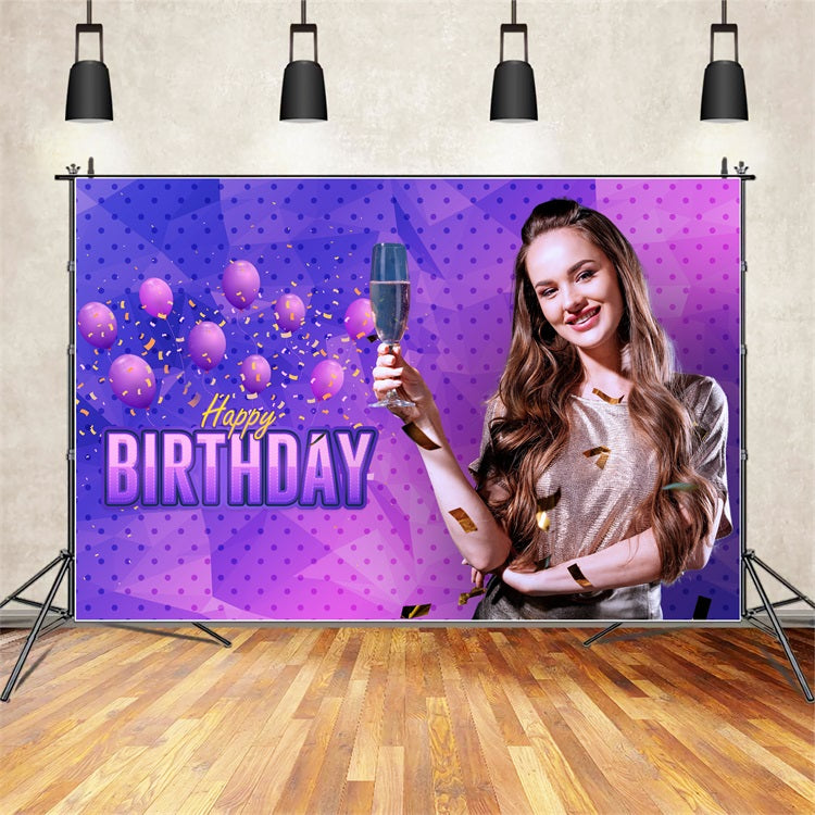 Personalisierte Backdrop für Geburtstag Lila Polka Dots Backdrop BRP2-38