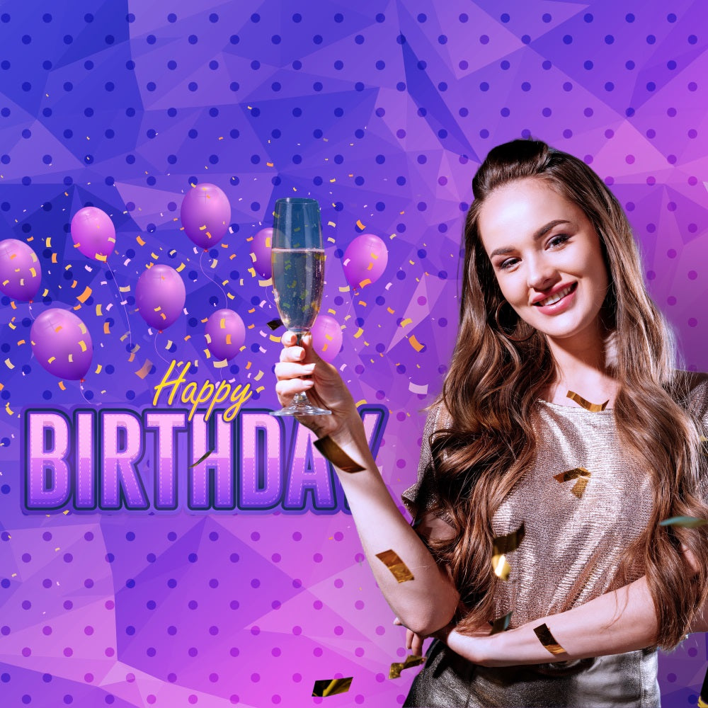 Personalisierte Backdrop für Geburtstag Lila Polka Dots Backdrop BRP2-38