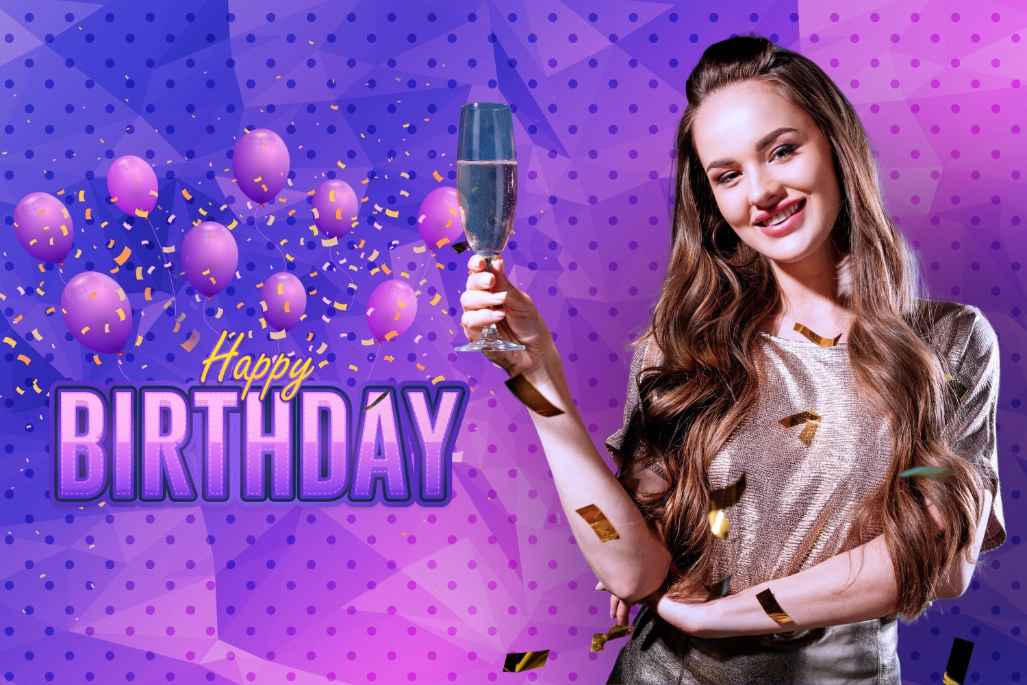 Personalisierte Backdrop für Geburtstag Lila Polka Dots Backdrop BRP2-38