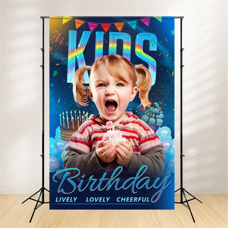 Personalisierte Kulisse für Geburtstagsparty Ballons Cupcake Konfetti Hintergrund BRP2-45