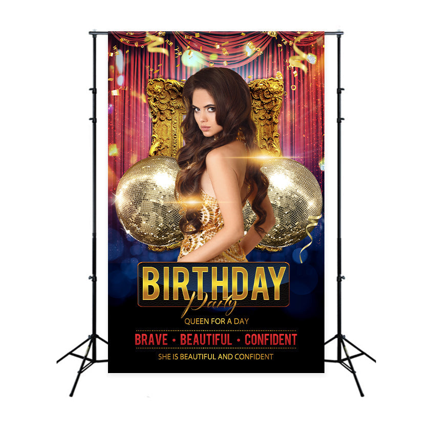 Personalisierte Backdrop Geburtstag Roter Vorhang Golden Regal Backdrop BRP2-51