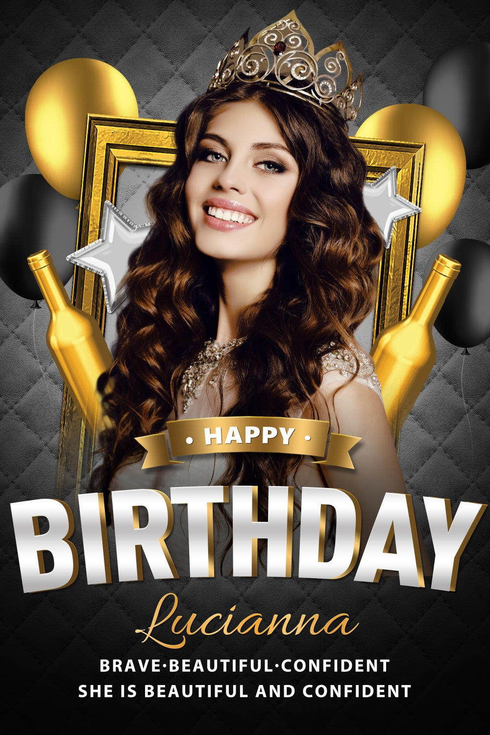 Personalisierte Backdrops Geburtstag Golden Champagne Ballon Backdrop BRP2-52